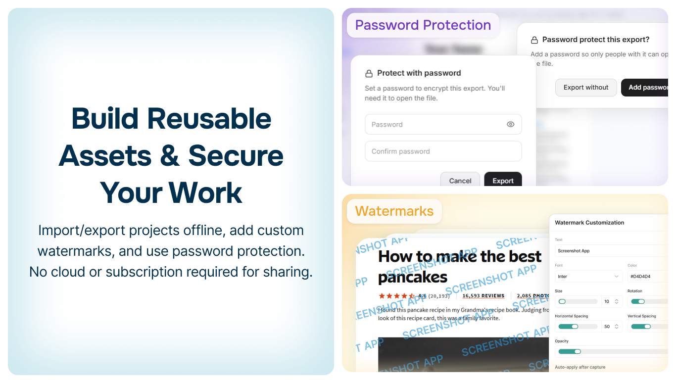 Password protection and watermarks